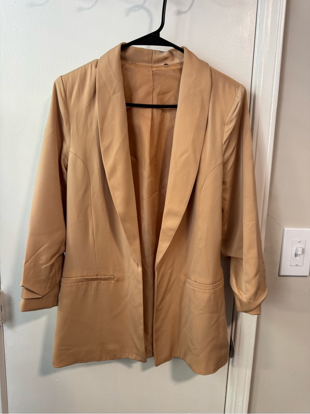 Women’s Open-Front Blazer Jacket in Camel/Tan